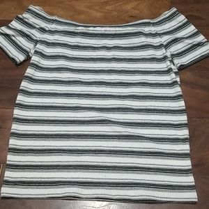 striped off the shoulder top